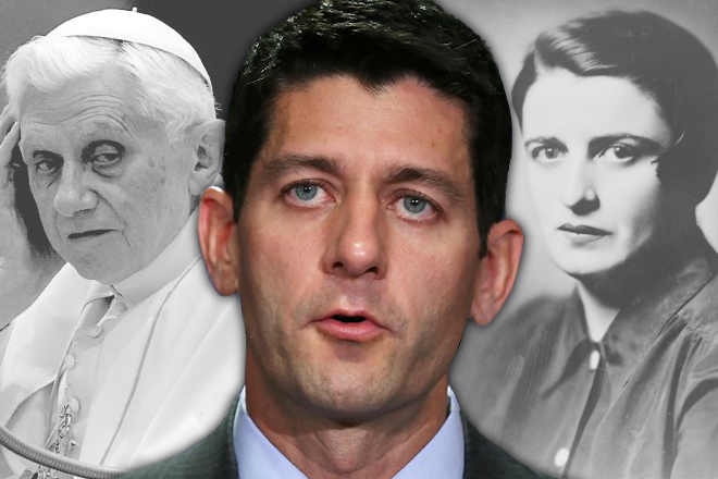Pope Benedict XVI, Paul Ryan and Ayn Rand (AP/Salon)