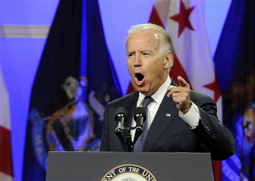 Vice President Joe Biden addresses the NAACP annual convention, Thursday, July 12, 2012, in Houston. (AP Photo/Pat Sullivan) (Associated Press)