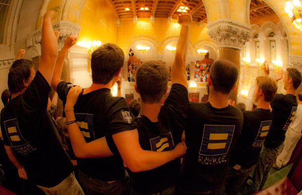 The Marriage Equality Act vote, in the capital building in Albany, New York, in July, 2011. (Wikipedia/Celebration Chapel)