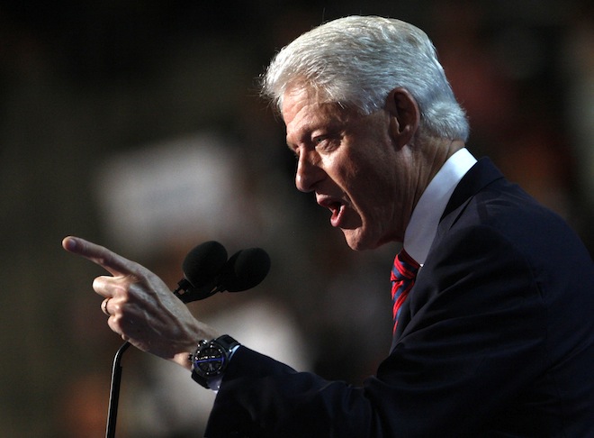 Bill Clinton addresses the Democratic National Convention in Charlotte, N.C., Sept. 5, 2012. (Reuters/Jessica Rinaldi)