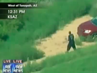 Car chase suspect moments before suicide (YouTube screen grab)