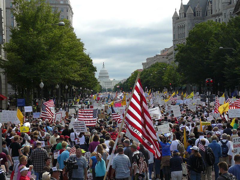 A Tea Party Protest in Washington D.C., September, 2009. (Wikipedia)