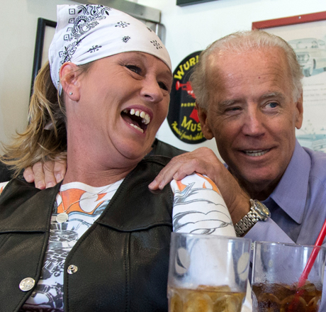 Vice President Joe Biden talks to customers during a stop at Cruisers Diner in Seaman, Ohio, Sunday. (AP/Carolyn Kaster)