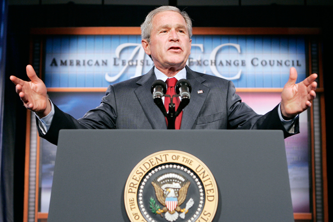 George W. Bush speaks to the American Legislative Exchange Council in July, 2007. (Reuters/Larry Downing)