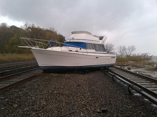 Boat on the tracks near Ossining Station (MTA Photos)