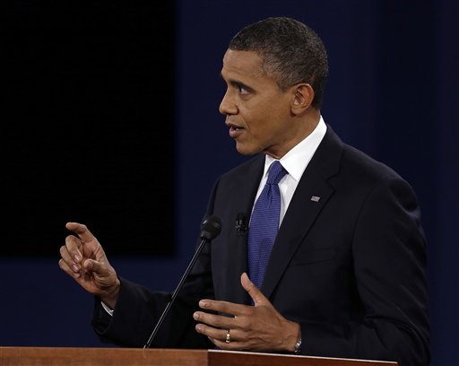 President Barack Obama  answers a question during the first presidential debate at the University of Denver. (AP/Charlie Neibergall)