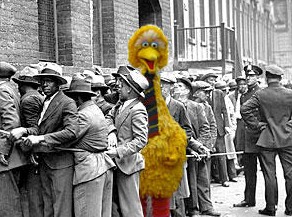 Big Bird joins the unemployment line (via Twitter user @FiredBigBird)