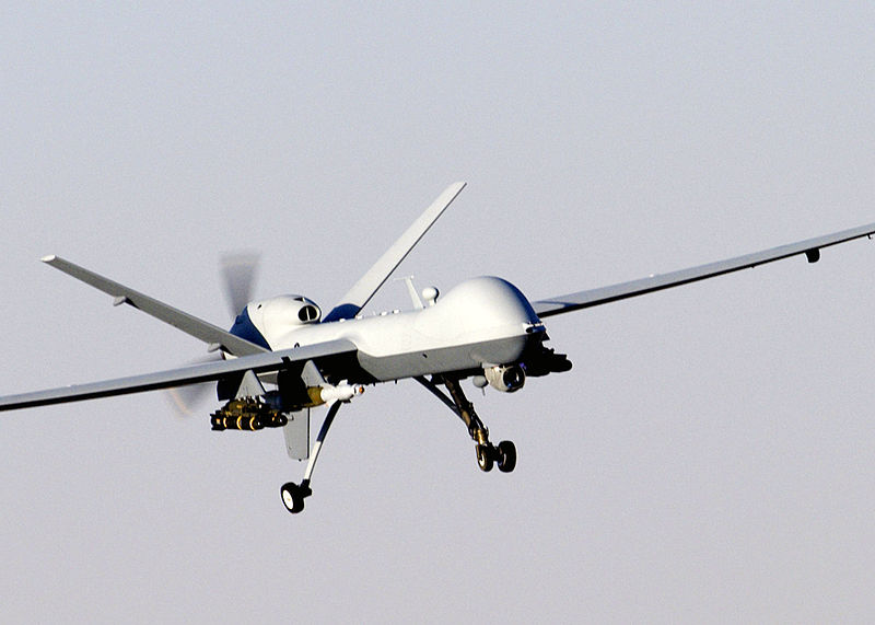 Reaper drone in flight (Wikimedia)