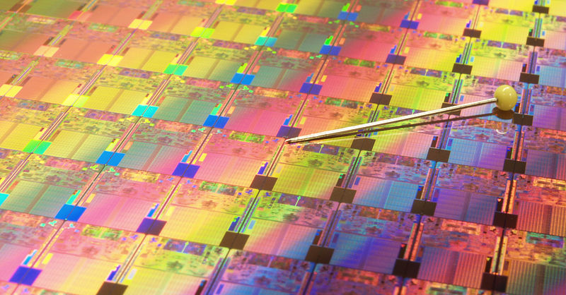 Microelectronics wafer (Wikimedia)