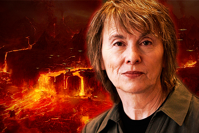 Camille Paglia, and the fiery planet of Mustafar, from "Star Wars Episode III: Revenge of the Sith." (Michael Lionstar/Salon)