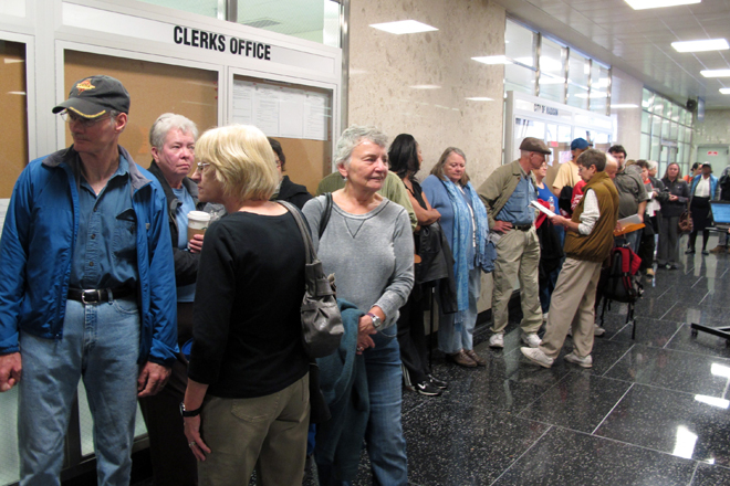 Early voters in Madison, Wisc. (AP/Scott Bauer)