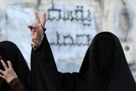 Bahraini anti-government protesters clash with riot police in Sadad, Bahrain, on Saturday (AP Photo/Hasan Jamali)