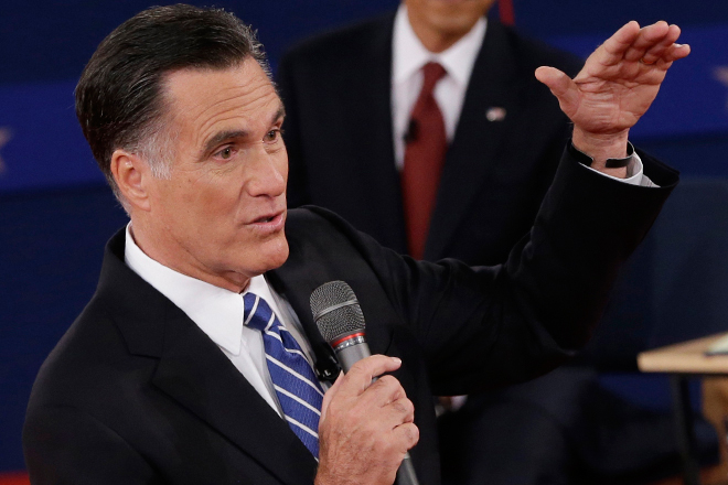 Mitt Romney debates Barack Obama on Oct. 16. (AP/Eric Gay)