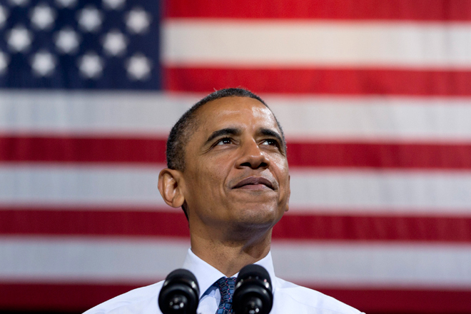 President Barack Obama pauses as he speaks at a campaign event at George Mason University,  Friday, Oct. 5, 2012, in Fairfax, Va. (AP Photo/Carolyn Kaster) (AP/Carolyn Kaster)