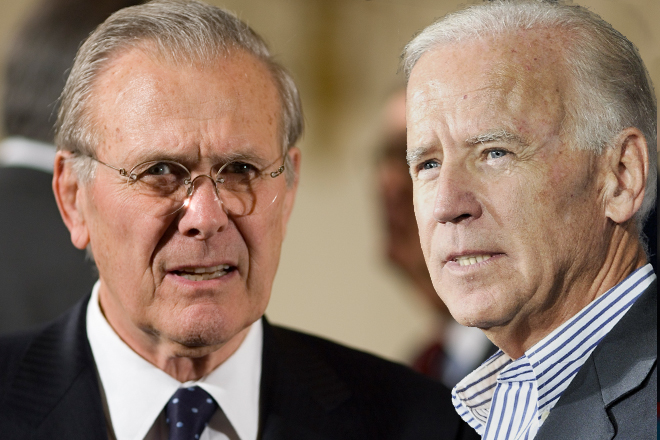 Donald Rumsfeld and Joe Biden (AP)