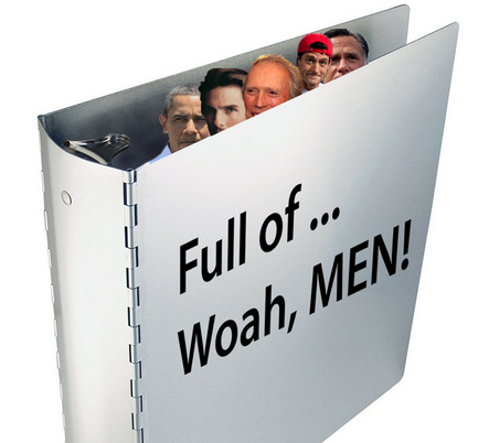 Binders full of Men, inspired by Romney's "Binders full of Women" comment (BindersFullofWomen.tumblr.com)