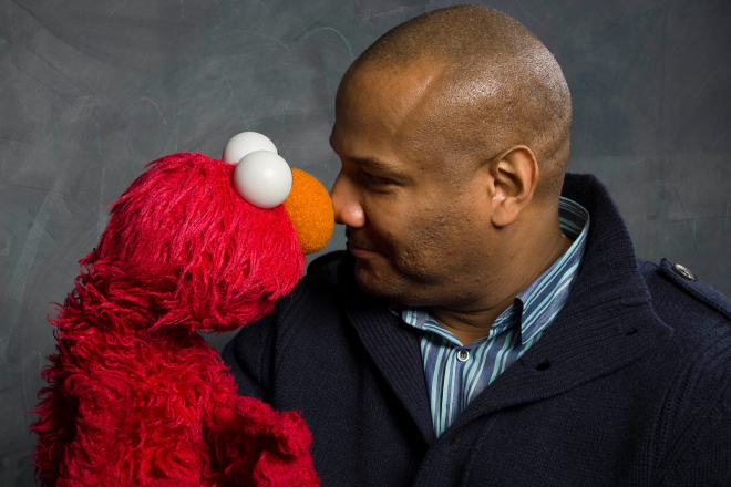 Elmo and Kevin Clash (AP/Victoria Will)