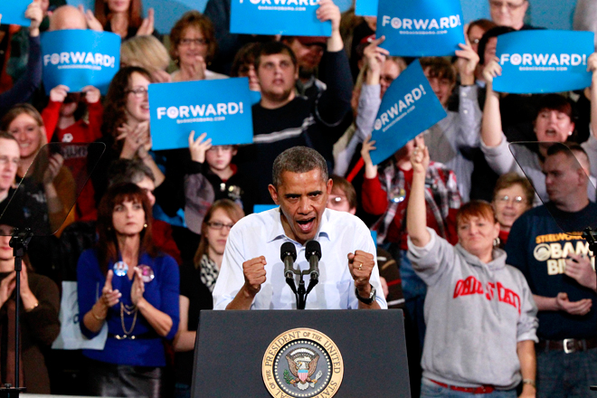 U.S. President Barack Obama participates in a campaign rally in Lima, Ohio, November 2, 2012. (Reuters/Jason Reed)