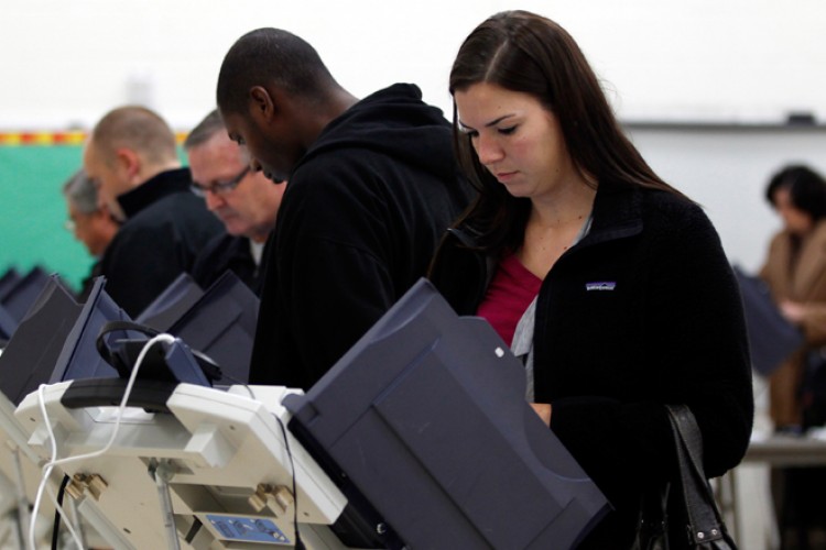 Voters cast their ballots in Newark, N.J. (Reuters/Matt Sullivan)