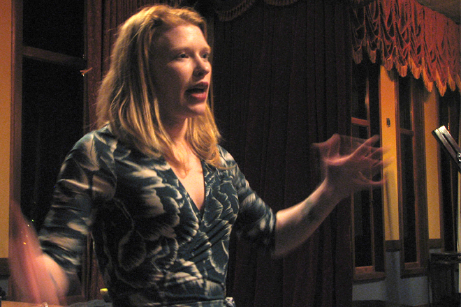 Madison Young instructs a class at the Kink.com Armory