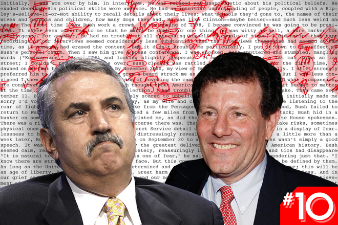 Thomas Friedman, Nicholas Kristoff (Reuters/Lucas Jackson/AP/Andy Kropa/Salon)