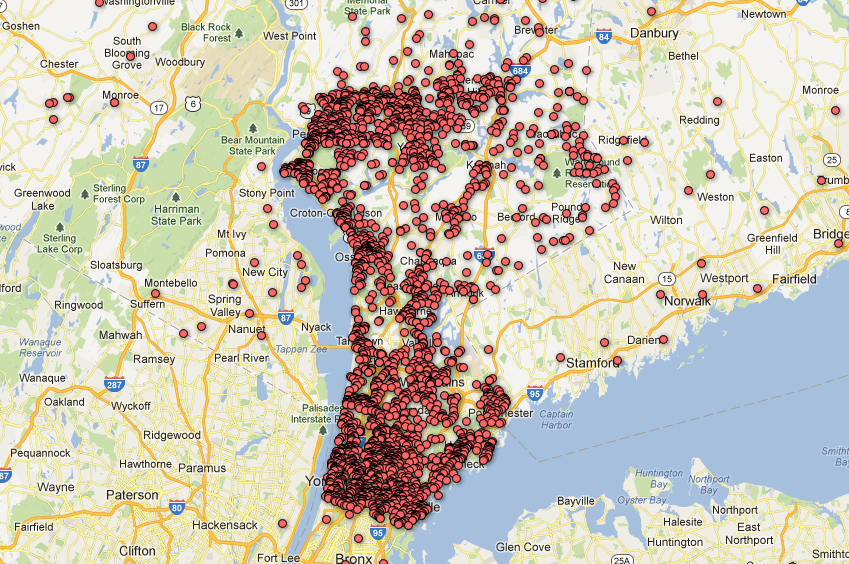 Pistol permits registered in Westchester County, New York, via The Journal News