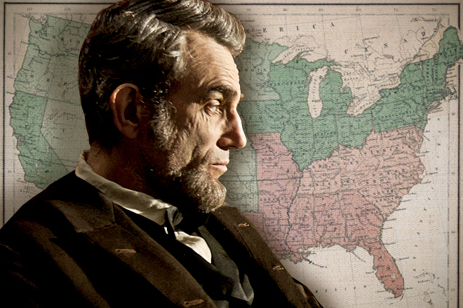 "LINCOLN"..L-001131R..Daniel Day Lewis stars as President Abraham Lincoln in this scene from director Steven Spielberg's "Lincoln" from DreamWorks Pictures and Twentieth Century Fox...Ph: David James, SMPSP..Â©DreamWorks II Distribution Co., LLC. â All Rights Reserved. (David James, Smpsp)