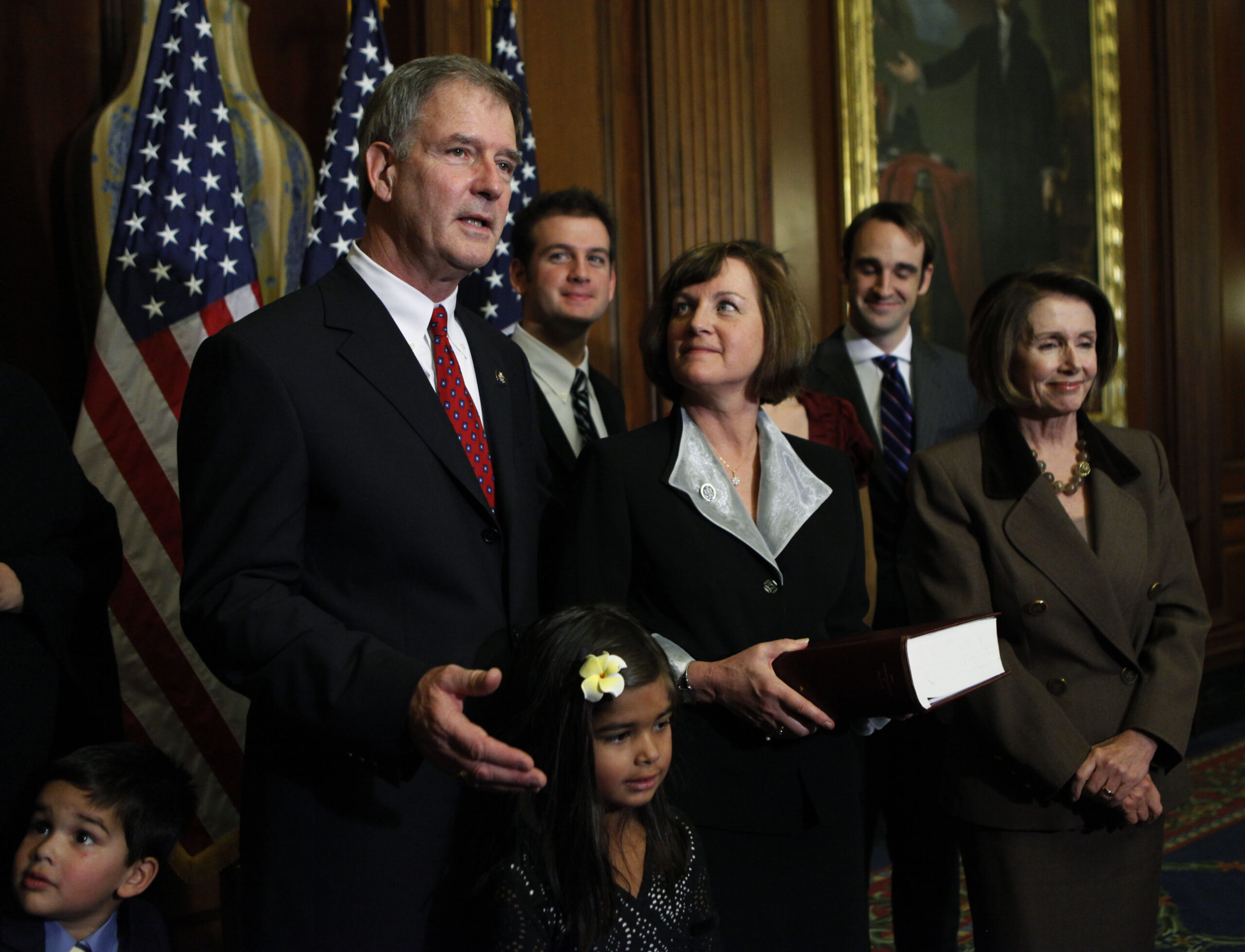 Rep. Bill Owens, D-N.Y., left, surrounded by his family members. (AP/Manuel Balce Ceneta)