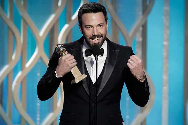 Ben Affleck with his award for best director for "Argo" during the 70th Annual Golden Globe Awards. (AP/Paul Drinkwater)