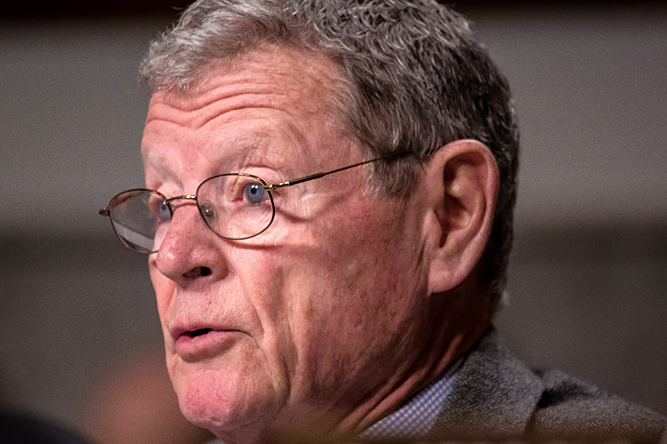 Senator James M. Inhofe (R-OK) at Chuck Hagel's confirmation hearing, January 31, 2013. (Jeff Malet, maletphoto.com)