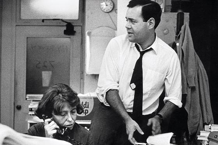 Barbara Epstein and Robert Silvers, in 1963, in their first office in the Fisk building, on West 57th Street, New York City. (New York Review of Books/Gert Berliner)