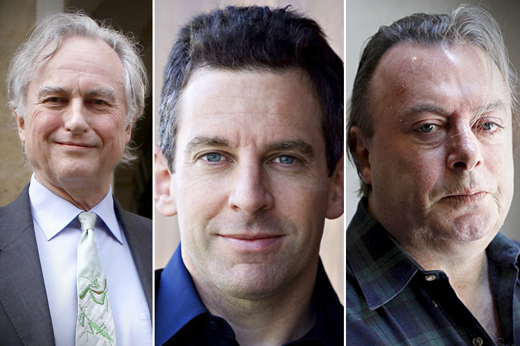 Richard Dawkins, Sam Harris, Christopher Hitchens (Reuters/Andrew Winning/Facebook/Shannon Stapleton)