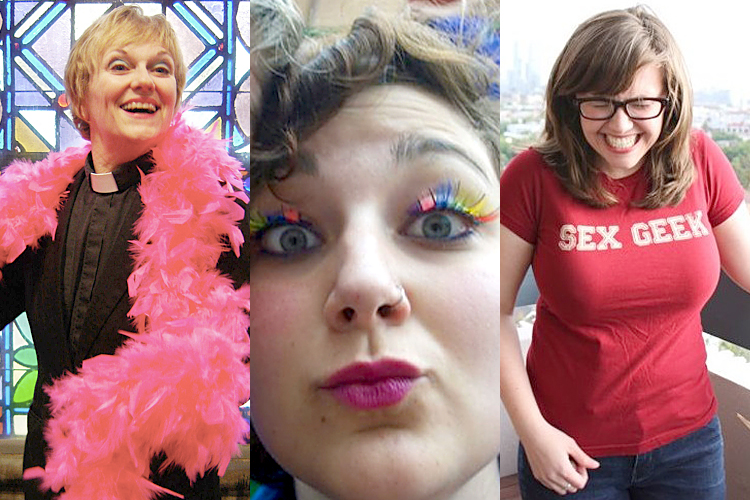Sex-positive Rev. Beverly Dale, an anonymous reader at a Pride parade, and sex educator Kate McCombs (Tumblr)