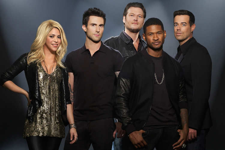 Shakira, Adam Levine, Blake Shelton, Usher, Carson Daly (NBC/Mark Seliger)