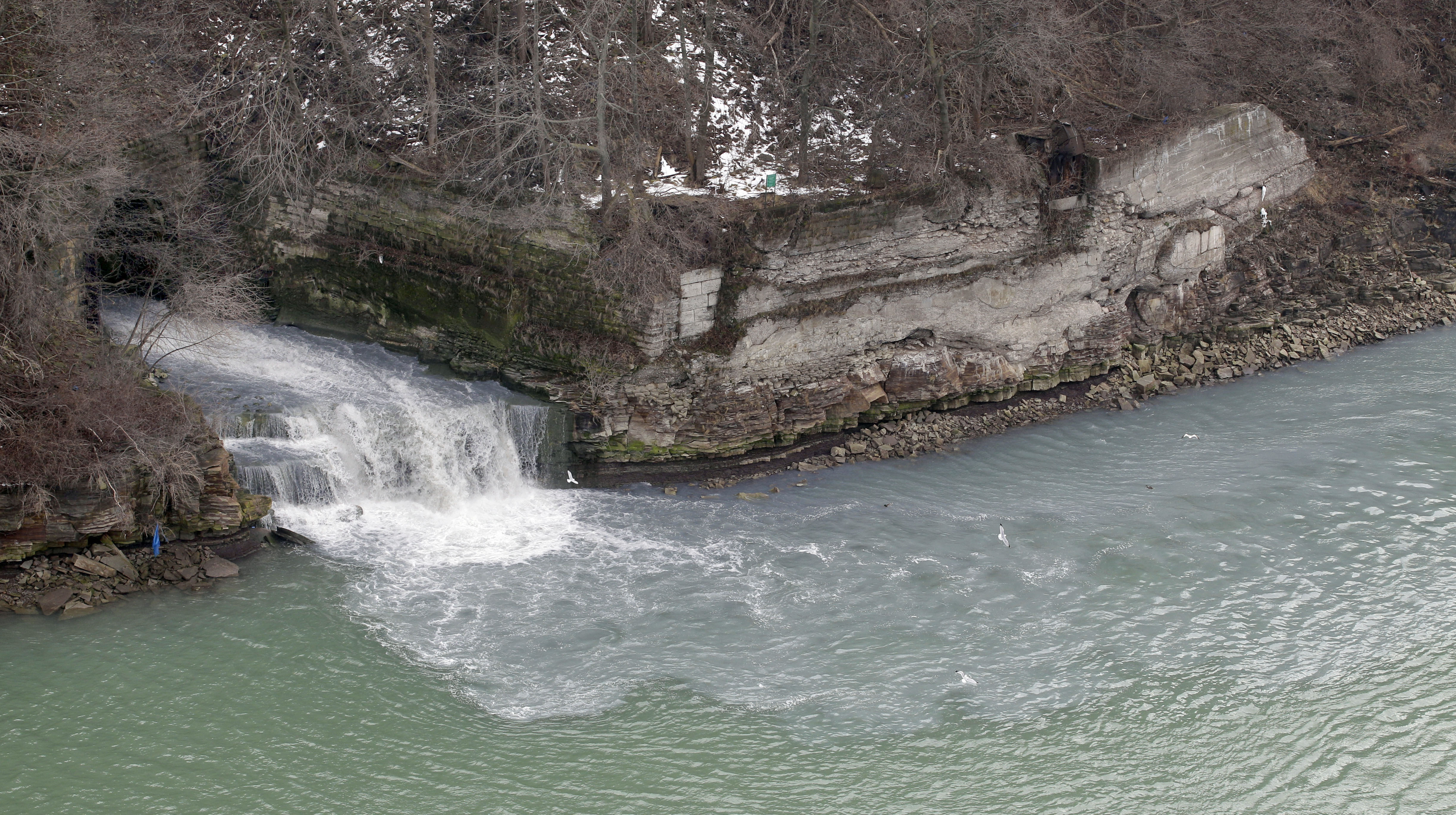 Effluent from the Niagara Falls Wastewater Treatment Plant is discharged into the Niagara River near the American Falls in Niagara Falls, N.Y. (AP/David Duprey)