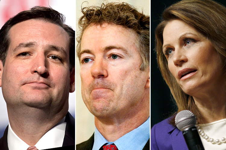 Ted Cruz, Rand Paul, Michele Bachmann (Jeff Malet, maletphoto.com/Reuters/Jonathan Ernst/Joshua Lott)