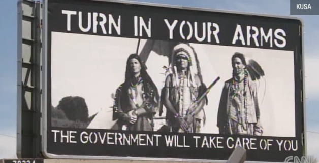 An iconic piece of propaganda tells Native Americans government will care for them.