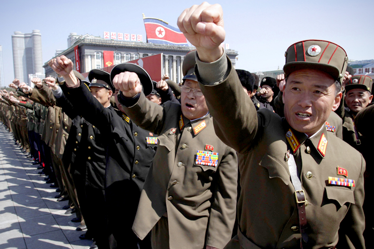 North Korean army officers at a rally at Kim Il Sung Square in Pyongyang, North Korea, March 29, 2013. (AP Photo/Jon Chol Jin) (Jon Chol Jin)