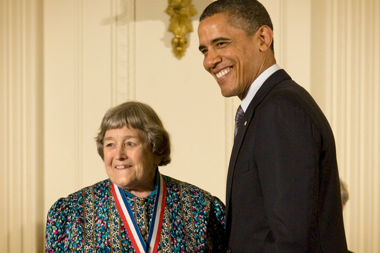President Obama presents the National Medal of Technology and Innovation to Yvonne C. Brill, Oct. 21, 2011, at the White House. (National Science & Technology Medals Foundation/Ryan K Morris)
