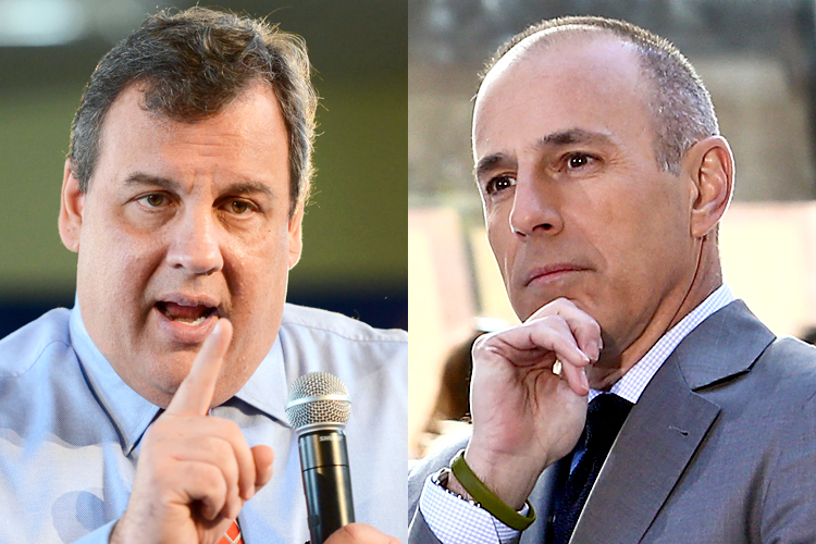 Chris Christie, Matt Lauer (<a href='http://www.shutterstock.com/gallery-416944p1.html'>L.E.MORMILE</a> via <a href='http://www.shutterstock.com/'>Shutterstock</a>/Reuters/Carlo Allegri/Salon)