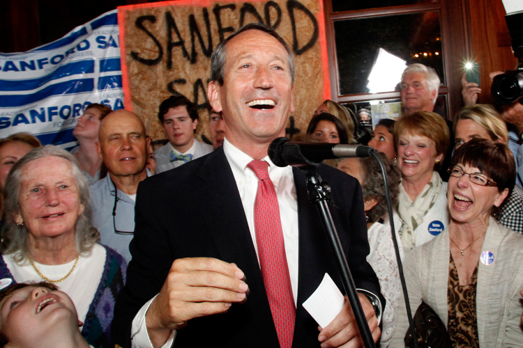 Former South Carolina Governor Mark Sanford celebrates his victory in Mount Pleasant, South Carolina May 7, 2013. (Reuters/Randall Hill)