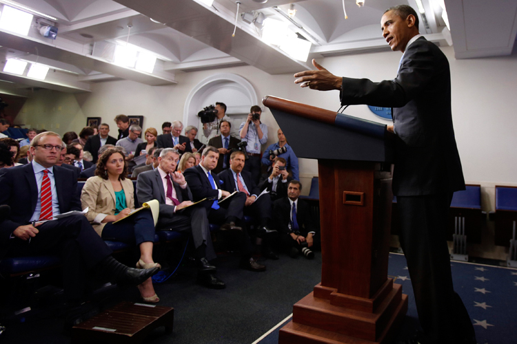 U.S. President Barack Obama answers questions from the media at the White House in Washington, April 30, 2013. (Reuters/Jason Reed)
