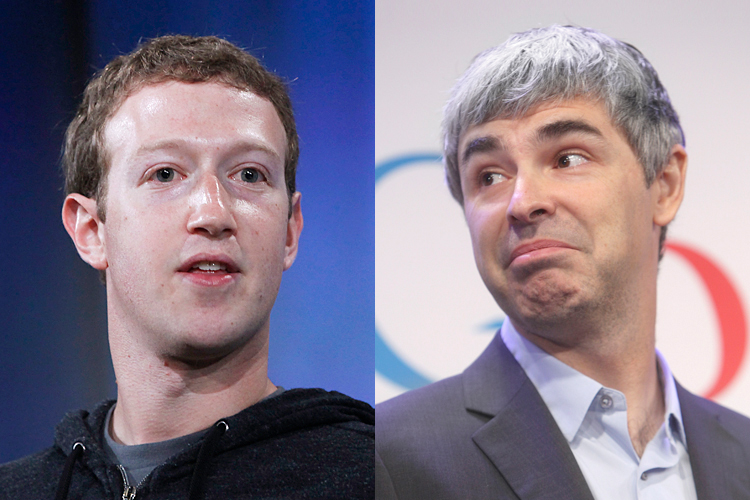 Mark Zuckerberg, Larry Page (Reuters/Robert Galbraith/AP/Seth Wenig)