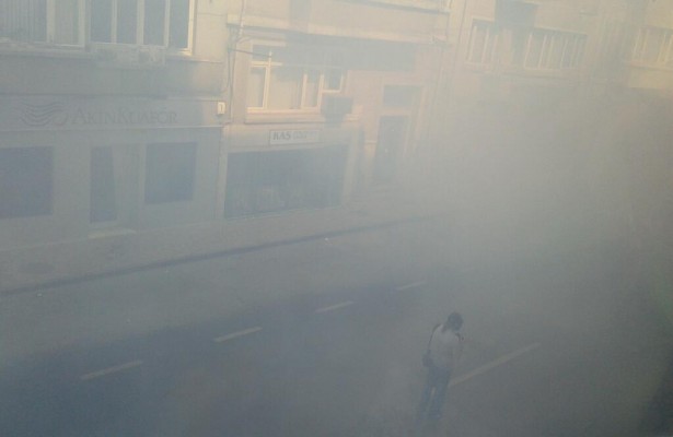 @ekizilkaya: “Police used tear gas near a labor union to stop #mayday demos reach Taksim Square. How much? This.” (Twitter/guventurks)