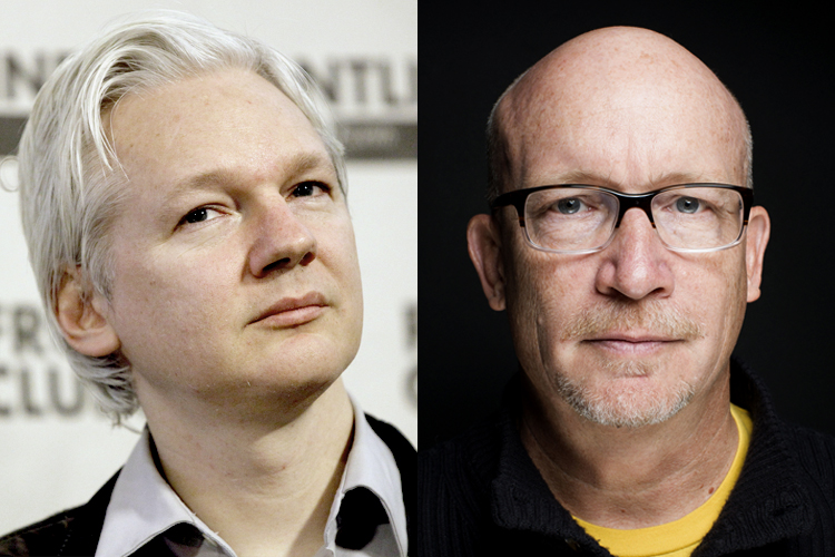 Julian Assange, Alex Gibney (AP/Kirsty Wigglesworth/Victoria Will)