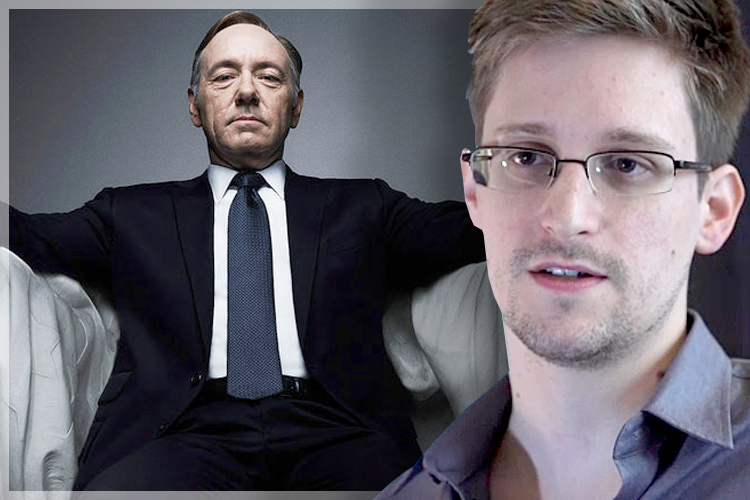 Kevin Spacey as Francis Underwood in "House of Cards," Edward Snowden