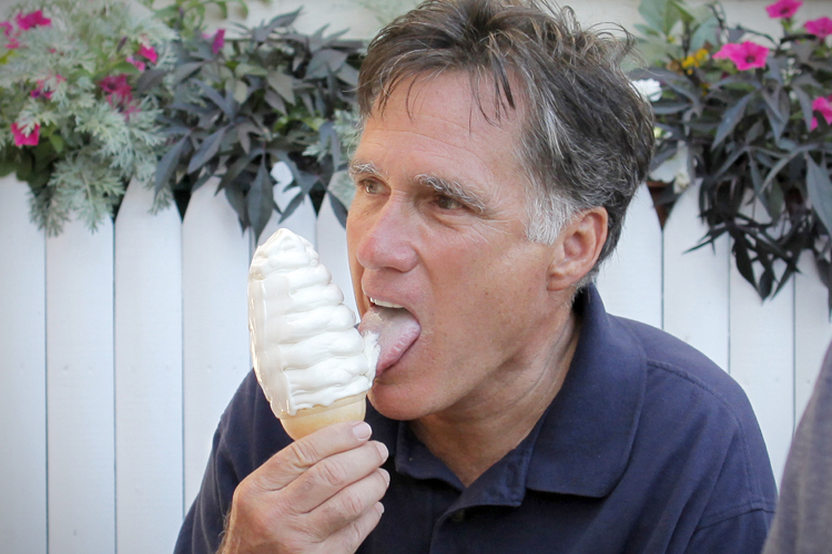 Mitt Romney, at Bailey's Bubble ice cream in Wolfeboro, N.H. (AP/Charles Dharapak)