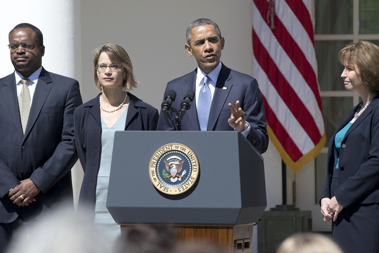Barack Obama announces the nominations of Robert Wilkins, Cornelia Pillard, and Patricia Ann Millet, to the U.S. Court of Appeals for the District of Columbia Circuit, June 4, 2013. (AP/Manuel Balce Ceneta)