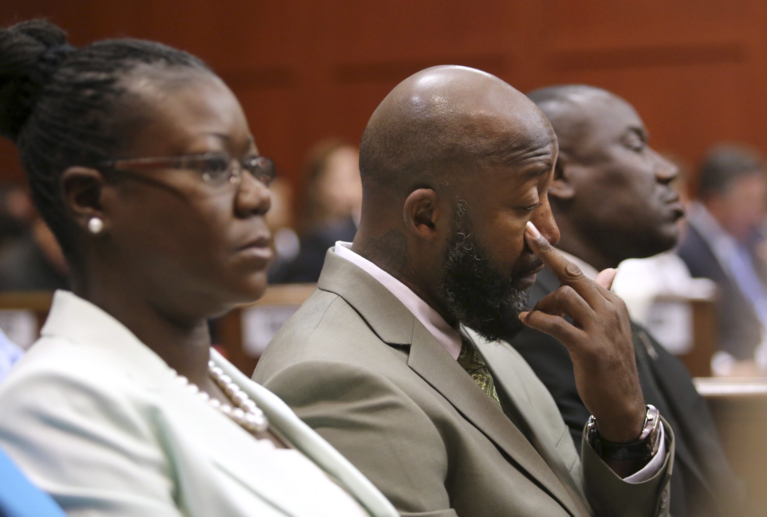 Trayvon Martin's mother, Sybrina Fulton, and father, Tracy Martin, watch the prosecution's rebuttal closing arguments during George Zimmerman's trial. (Reuters)