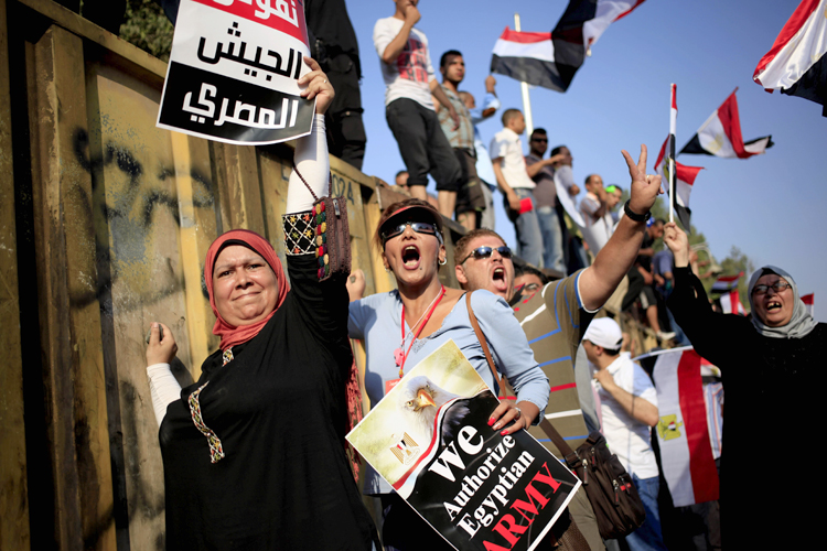Opponents of Egypt's President Mohammed Morsi protest in Cairo, July 3, 2013. (AP/Khalil Hamra)